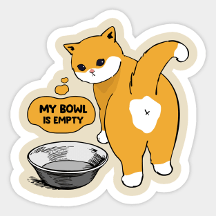 Cat and empty bowl Sticker